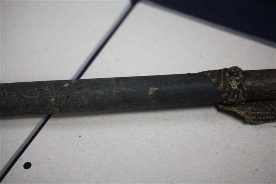 A rare 17th/18th century left handed spur toed golf club, length 42.5in.